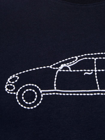 Embroidered Sports Car Graphic T-Shirt
