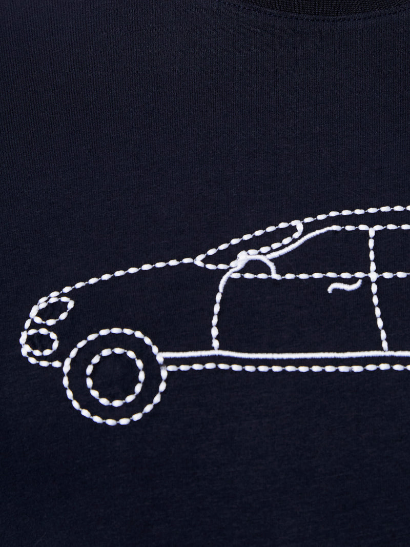 Embroidered Sports Car Graphic T-Shirt