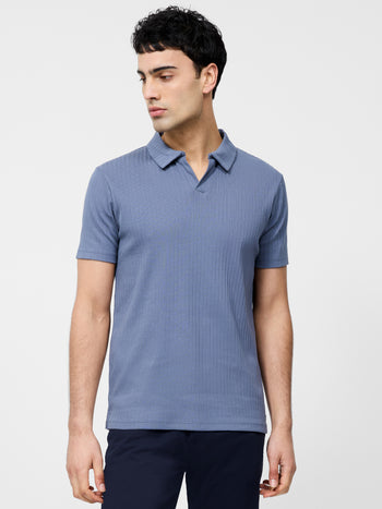 Variated Rib Short Sleeve Polo Shirt