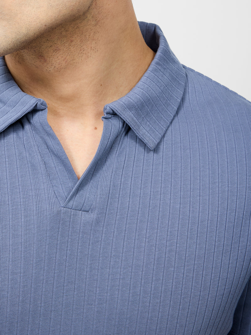 Variated Rib Short Sleeve Polo Shirt