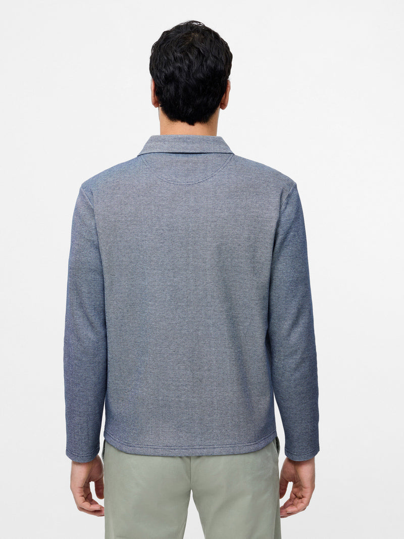 Long Sleeve Double Face Pique Zip Through Shirt