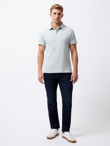 Textured Button Polo Shirt