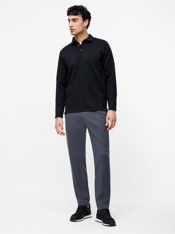 Long Sleeve Jacquard Polo Shirt    