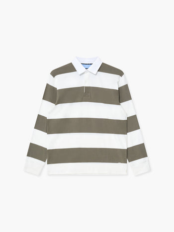 Stripe Rugby Polo Long Sleeve Shirt