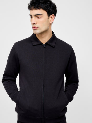 Stretch Collared Zip Through Sweatshirt