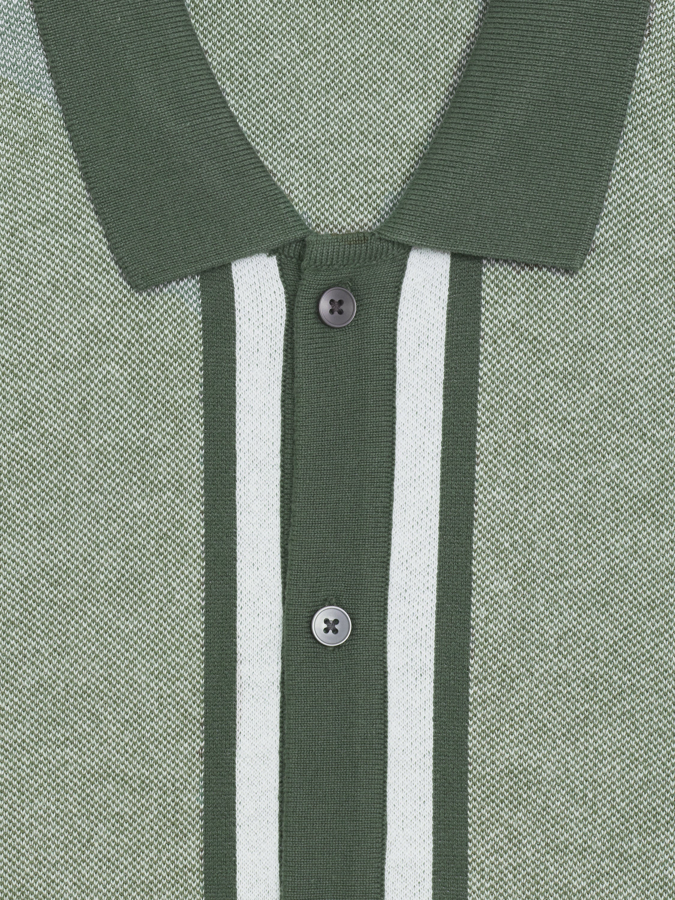 Short Sleeve Retro Tipped Knit Green Polo Shirt