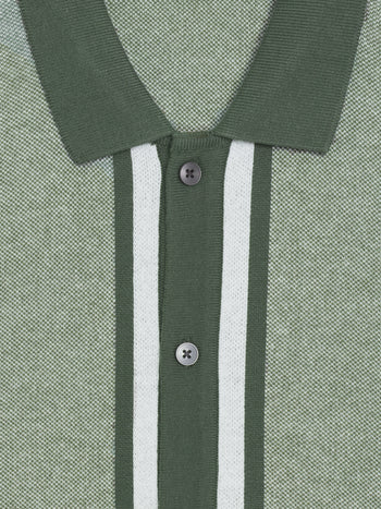 Short Sleeve Retro Tipped Knit Green Polo Shirt