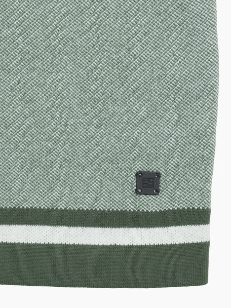 Short Sleeve Retro Tipped Knit Green Polo Shirt