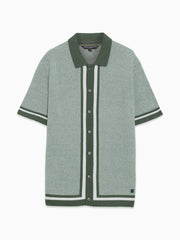 Short Sleeve Retro Tipped Knit Green Polo Shirt