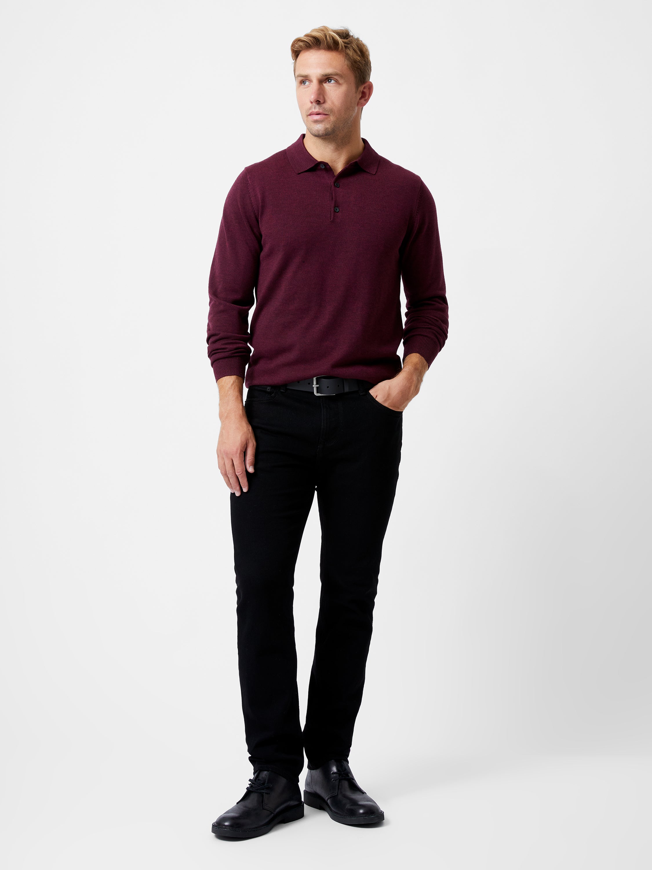3 Button Knit Polo Shirt