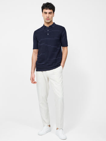 Textured Jacquard Block Polo Shirt