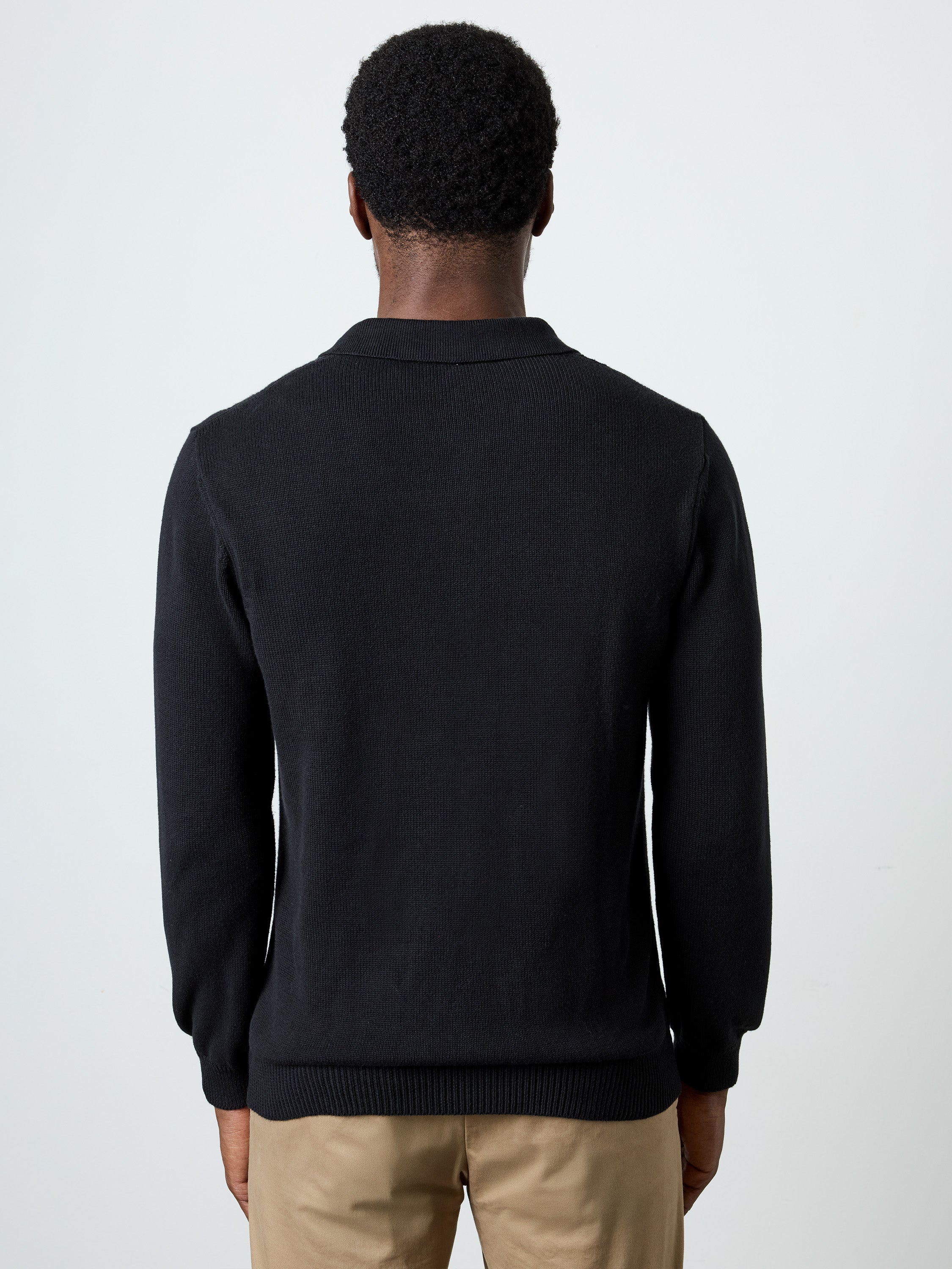 Long Sleeve Cable Knit Polo Jumper