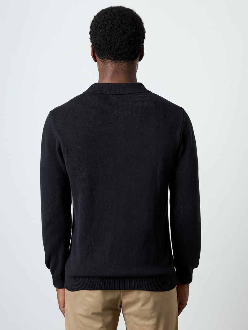 Long Sleeve Cable Knit Polo Jumper