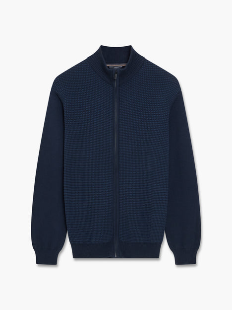 Birdseye Long Sleeve Zip Through Jumper