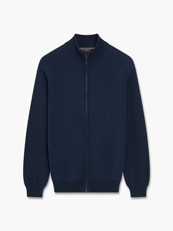 Birdseye Long Sleeve Zip Through Jumper