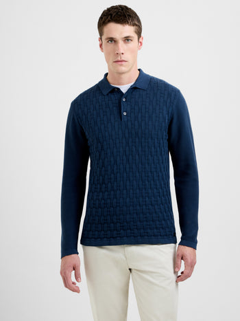 Box Knit Long Sleeve Polo Collar Jumper