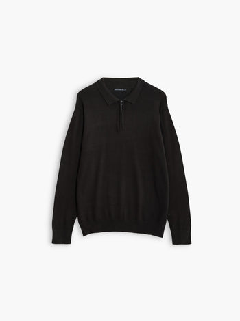 Luxe Zip Long Sleeve Knit Polo