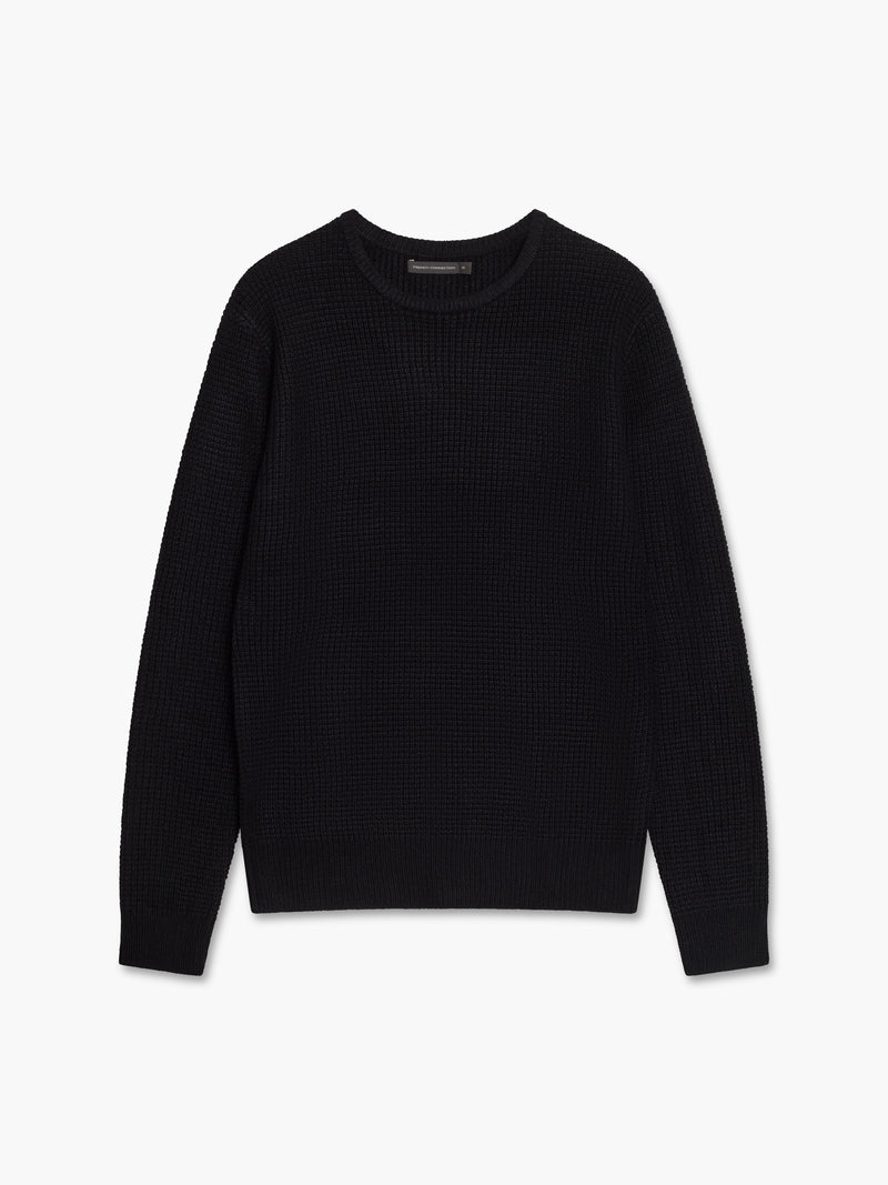 Waffle Knit Crew Neck Jumper