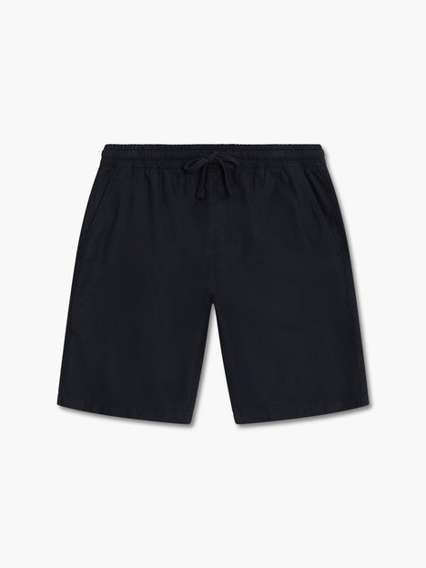 Black Linen Drawstring Shorts