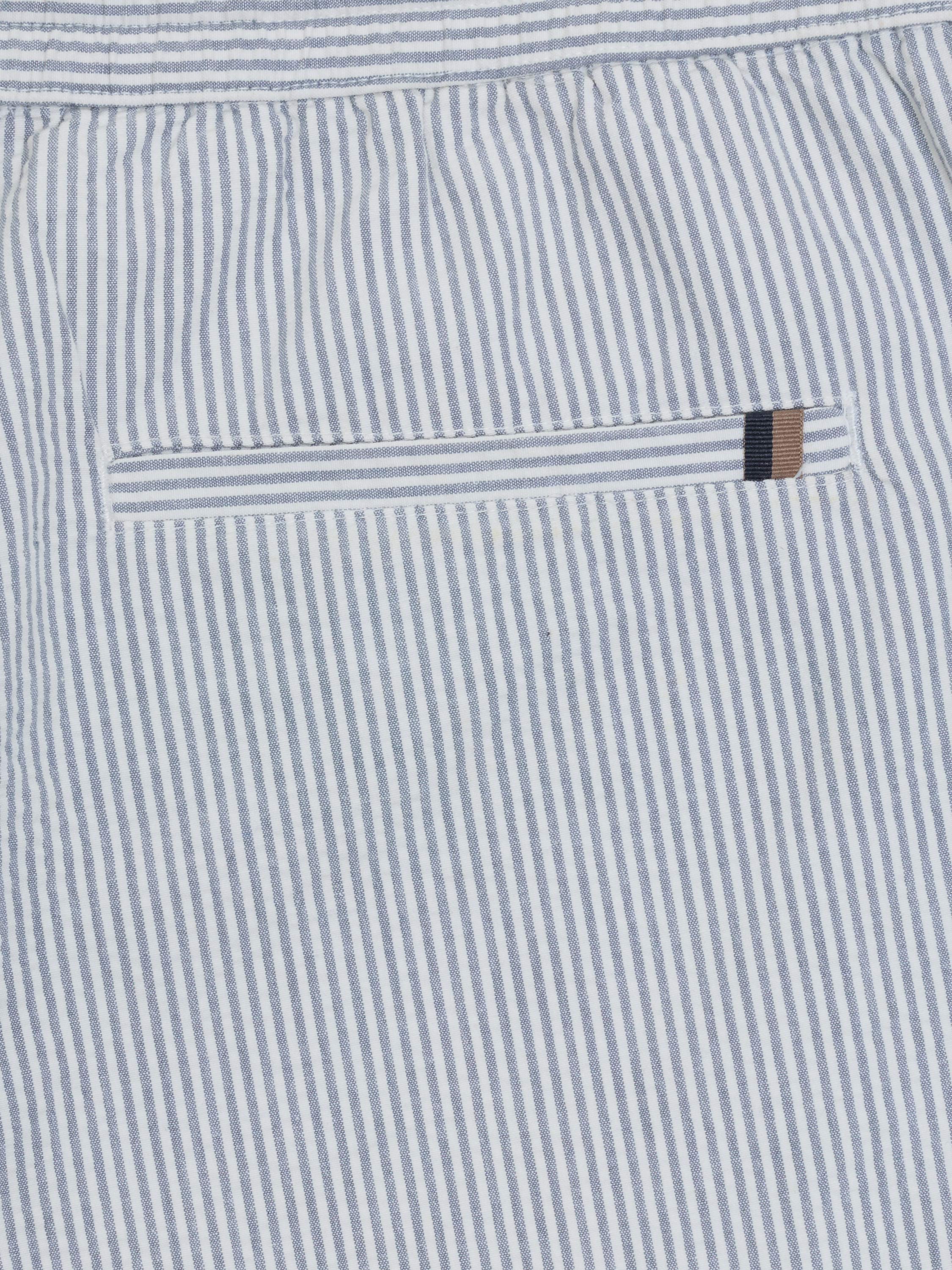 Seersucker Blue Striped Drawstring Shorts
