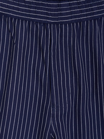 Twill Navy Blue Striped Shorts