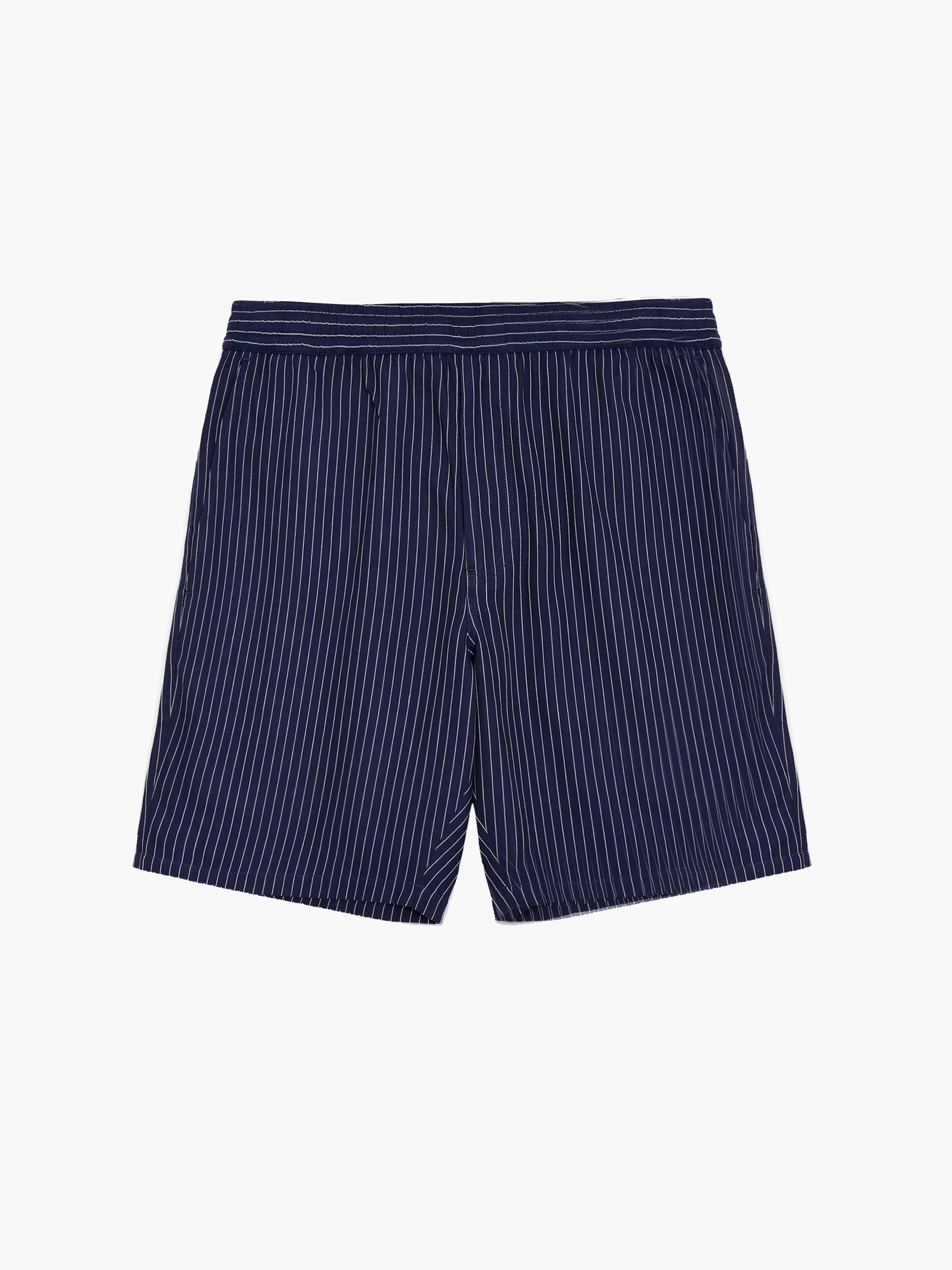 Twill Navy Blue Striped Shorts