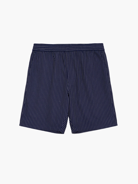Twill Navy Blue Striped Shorts