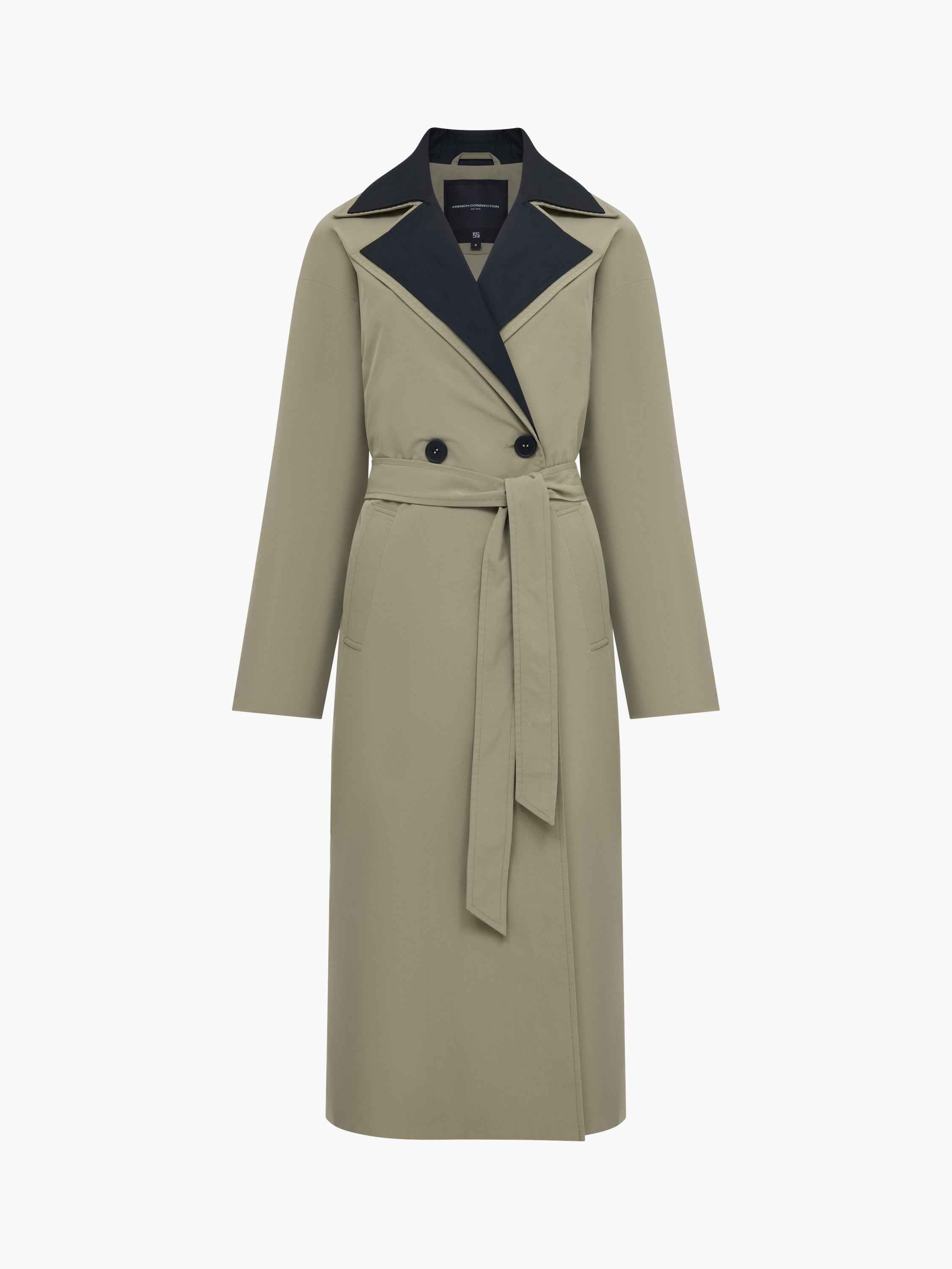 Kaci Double Collar Khaki Green Trench Coat