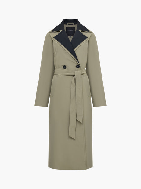 Kaci Double Collar Khaki Green Trench Coat