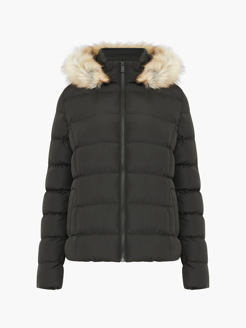 Faux Fur Hooded Puffer Coat