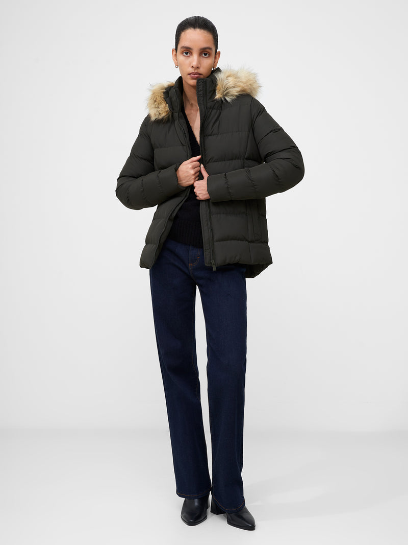 Faux Fur Hooded Puffer Coat