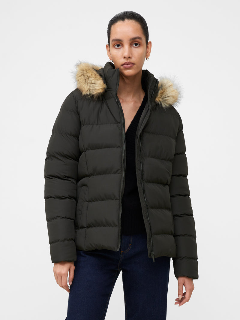 Faux Fur Hooded Puffer Coat