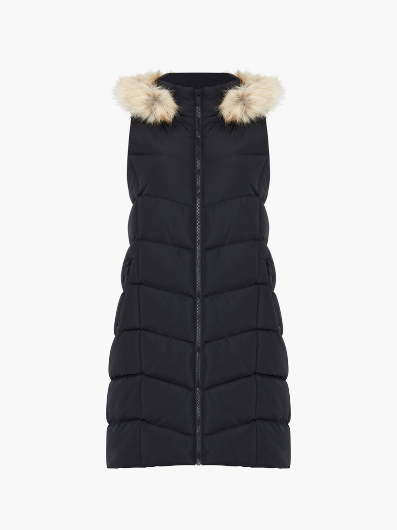 Faux Fur Hooded Chevron Puffer Gilet