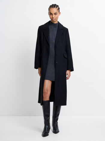 Single Breasted Crombie Wool Blend Coat