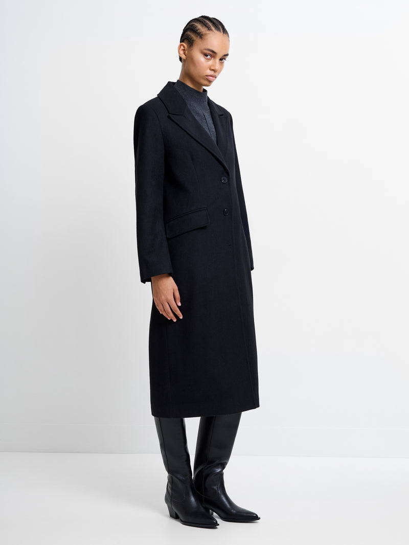 Single Breasted Crombie Wool Blend Coat