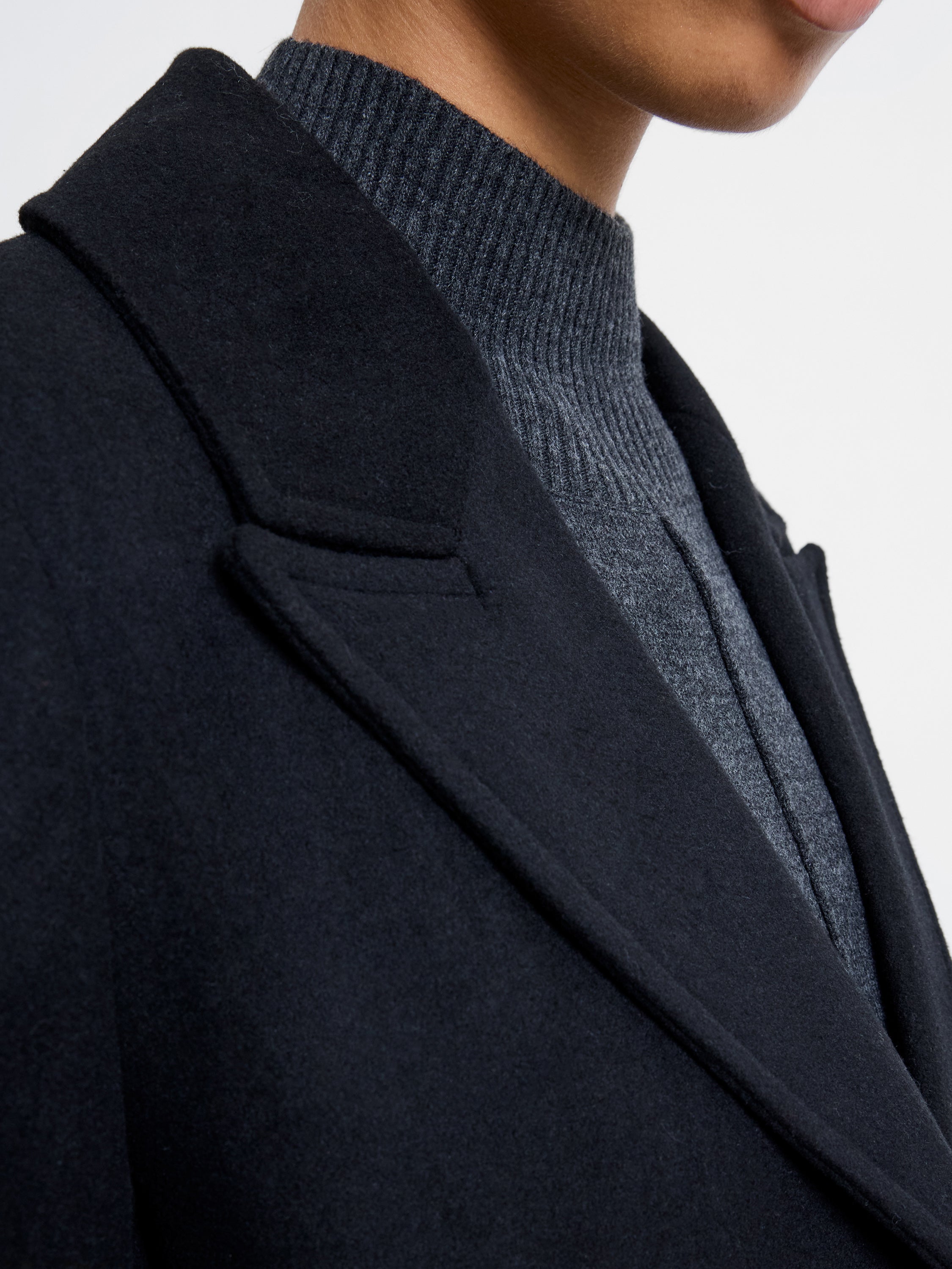 Single Breasted Crombie Wool Blend Coat