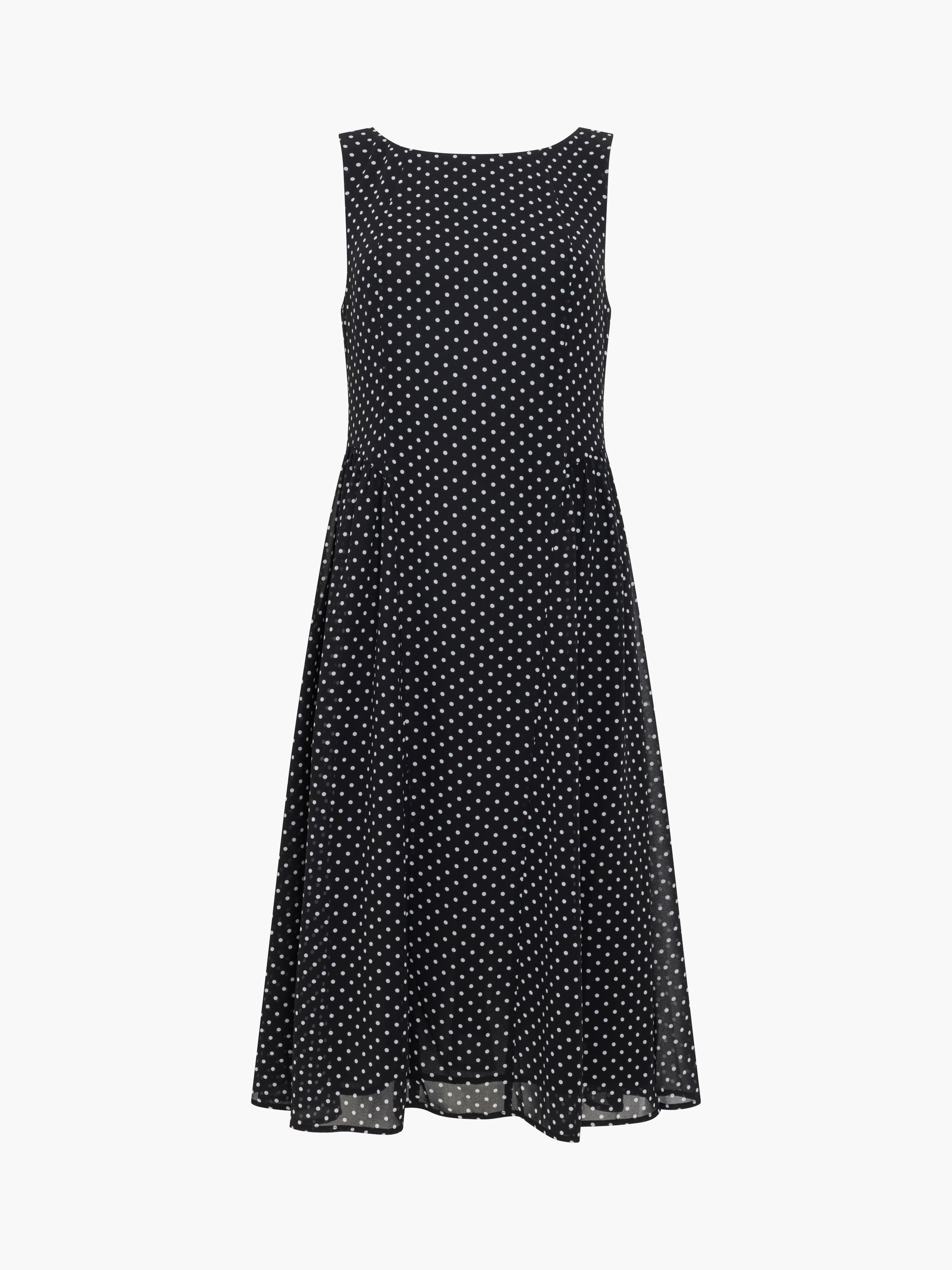 Black and White Polka Dot Sleeveless Tea Dress