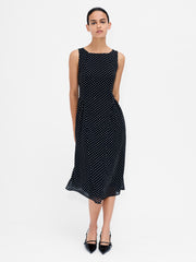 Black and White Polka Dot Sleeveless Tea Dress