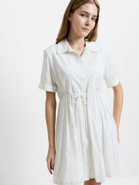 Barnet Cotton Embroidered Striped Mini Dress