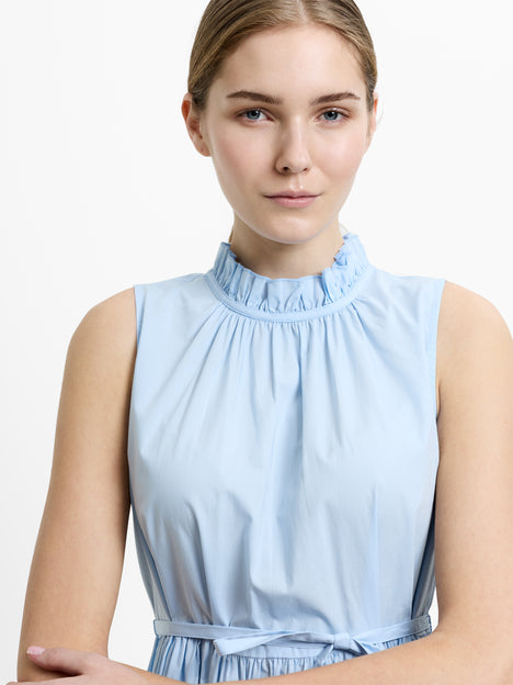 Tiered Poplin Belted Mini Dress