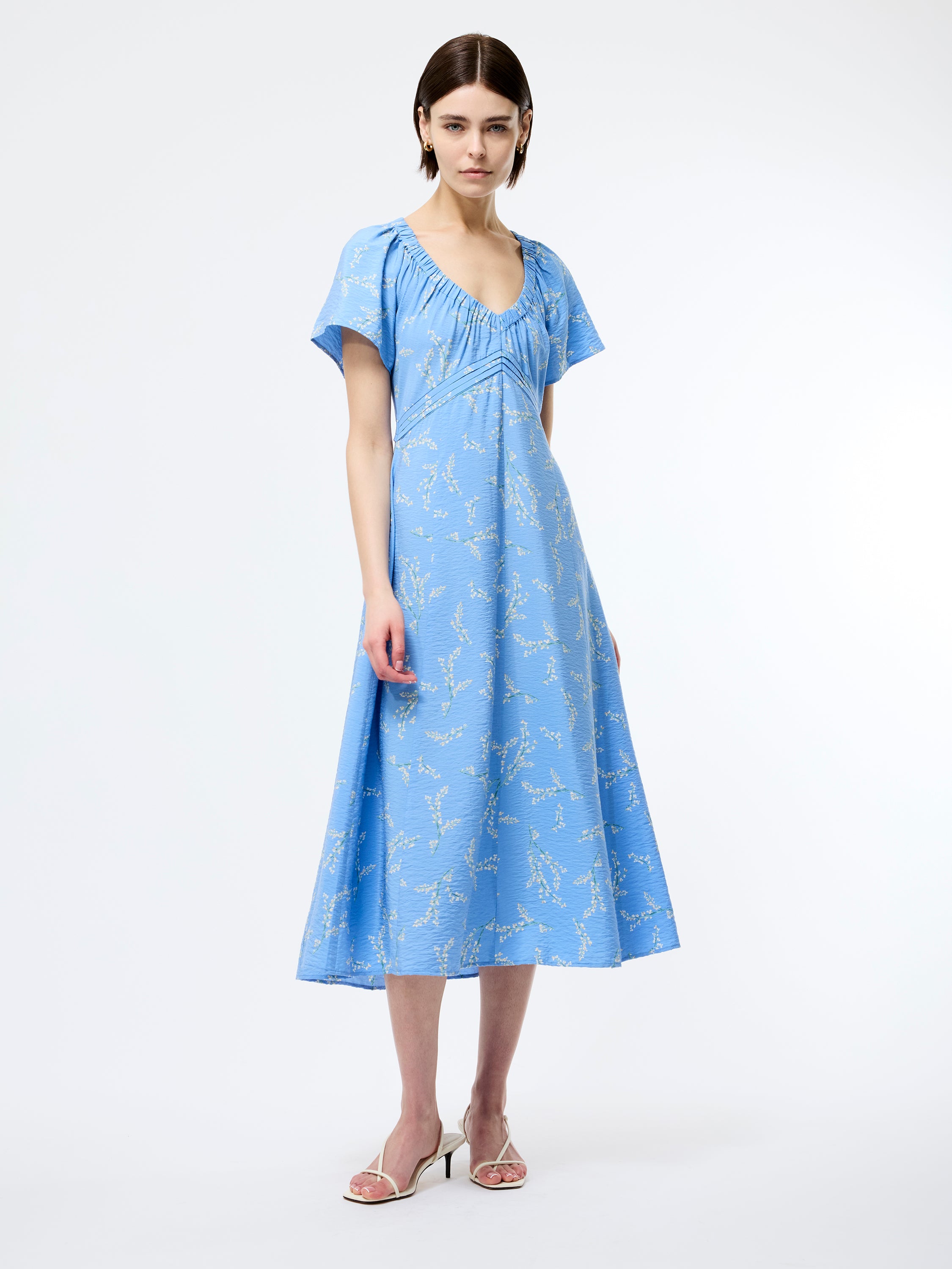 Daniella Faron Drape V Neck Midi Dress