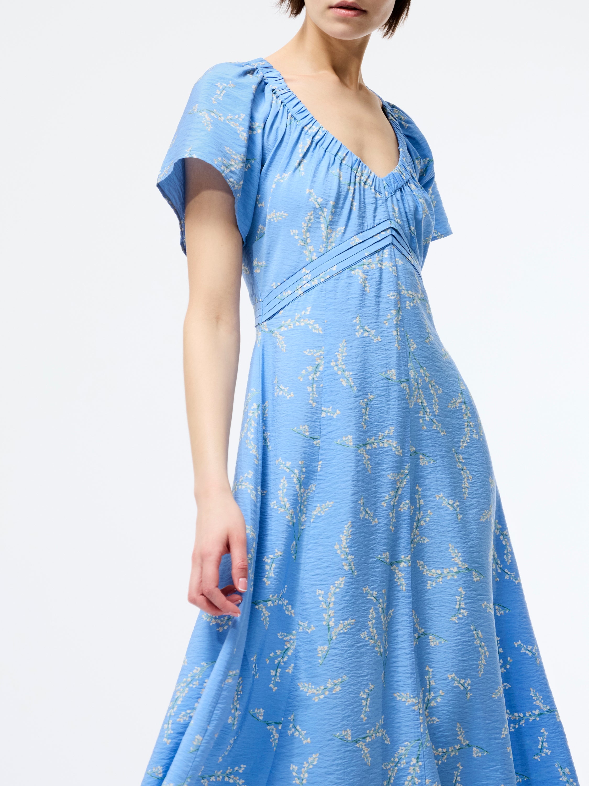 Daniella Faron Drape V Neck Midi Dress
