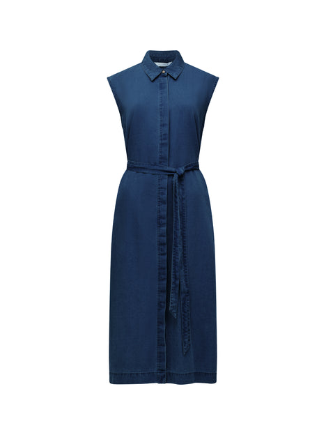 Zaves Chambray Denim Sleeveless Midi Dress