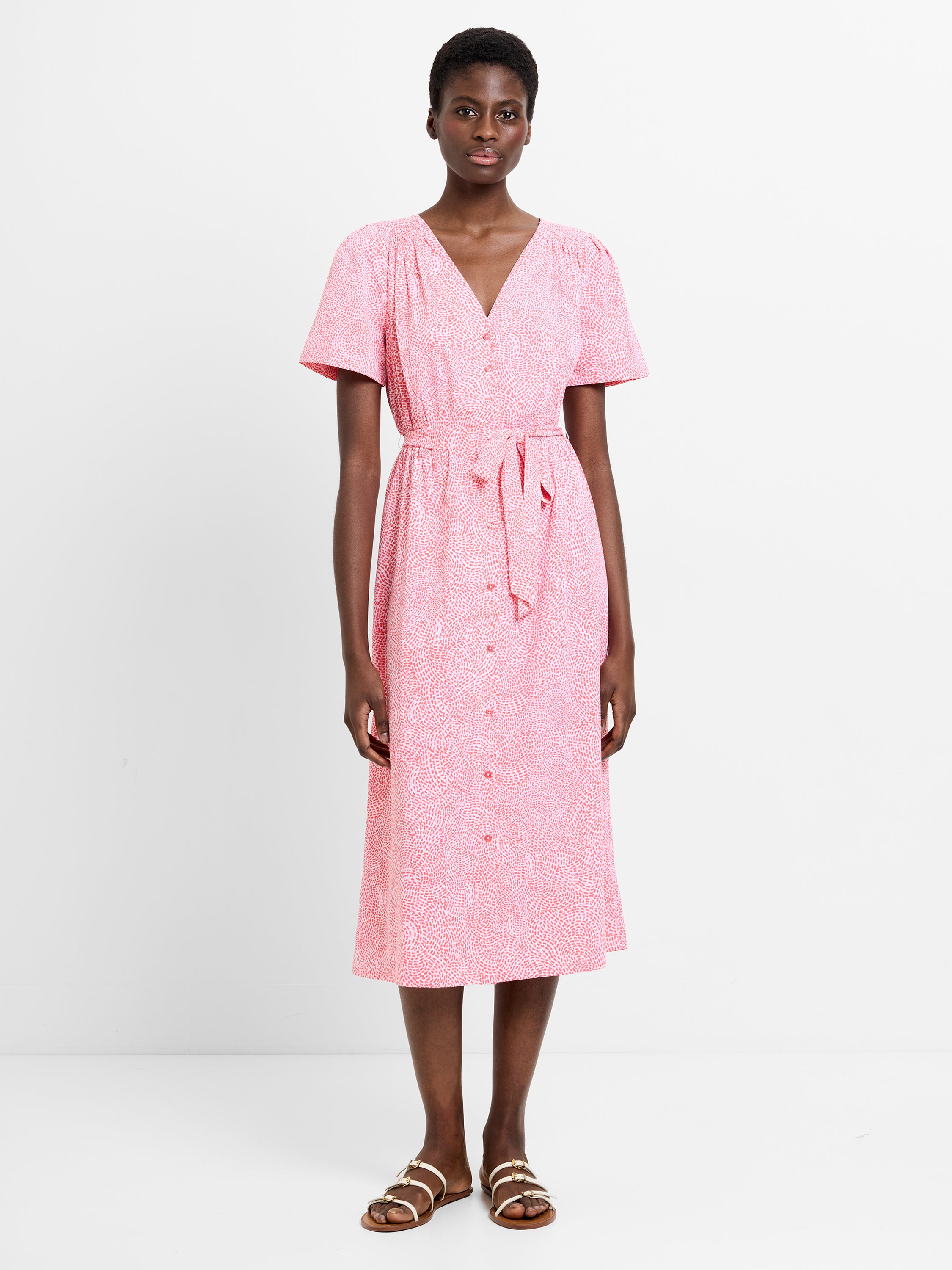 Bernice V-Neck Button-Through Midi Dress