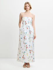Structured Taffeta Christine Floral Bandeau Maxi Dress