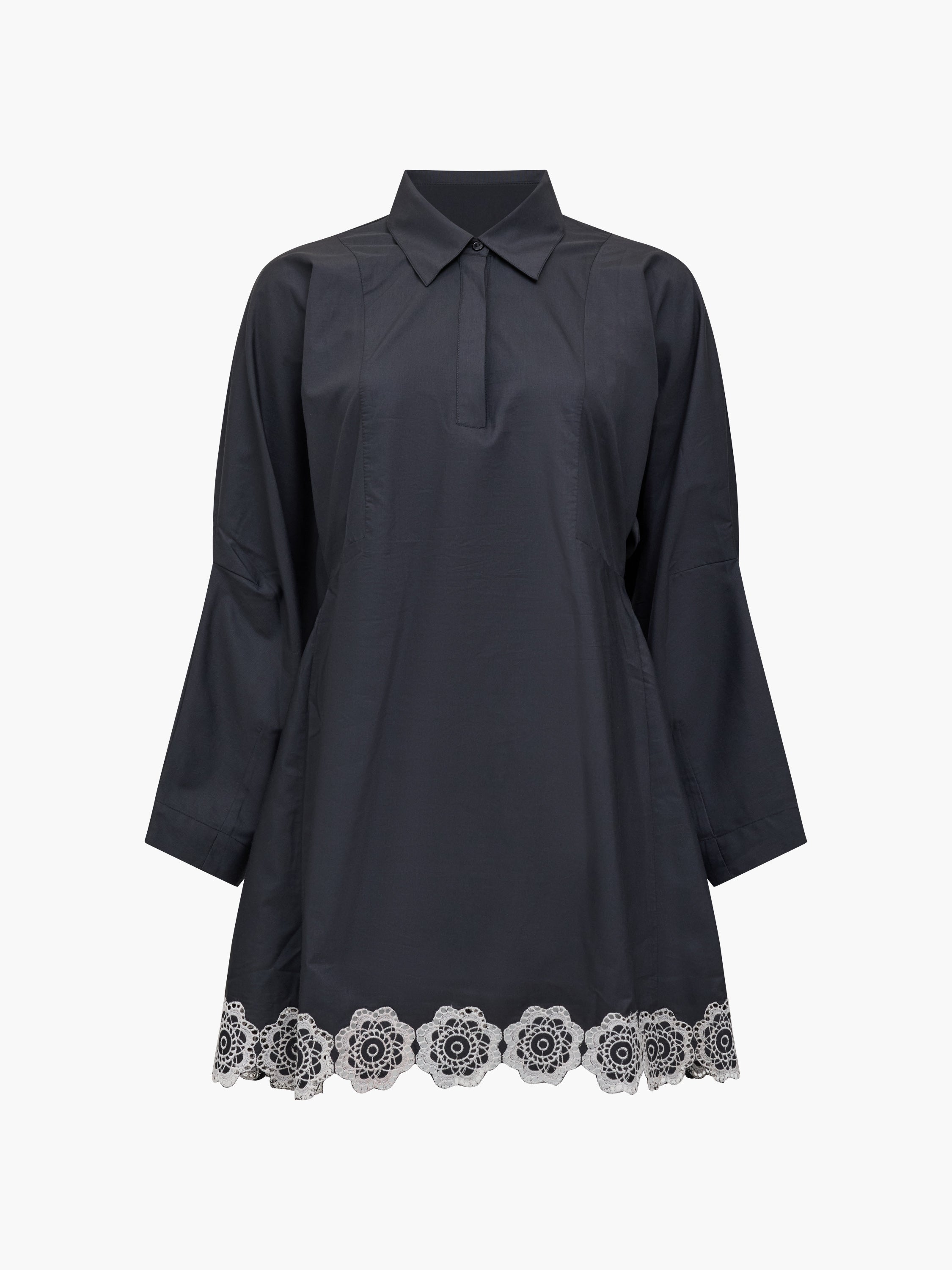 Era Poplin Monochrome Broderie Hem Mini Dress