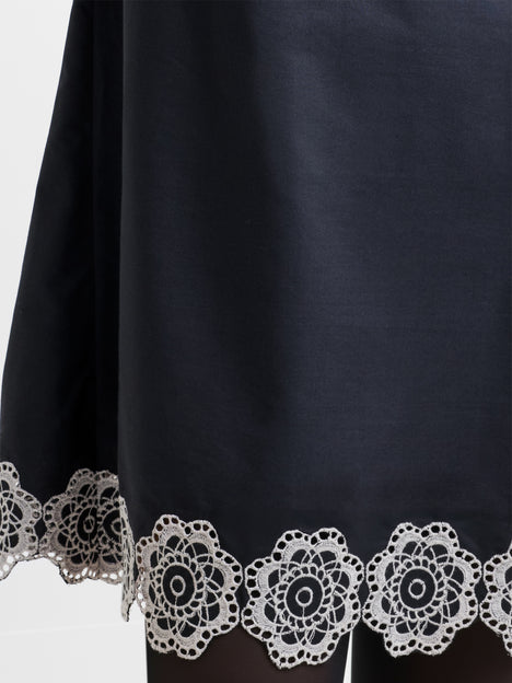 Era Poplin Monochrome Broderie Hem Mini Dress