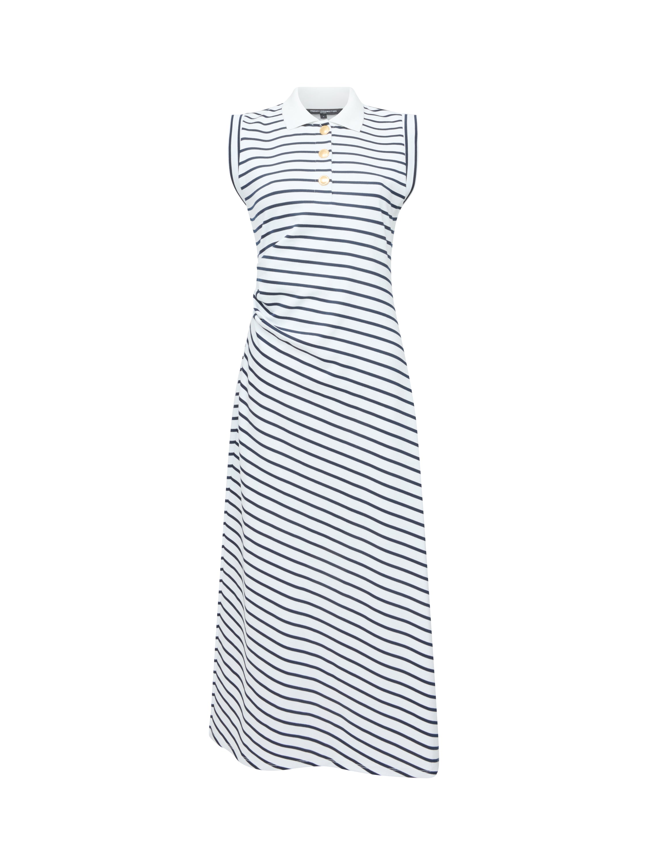 Tommy Monochrome Striped Sleeveless Polo Midi Dress