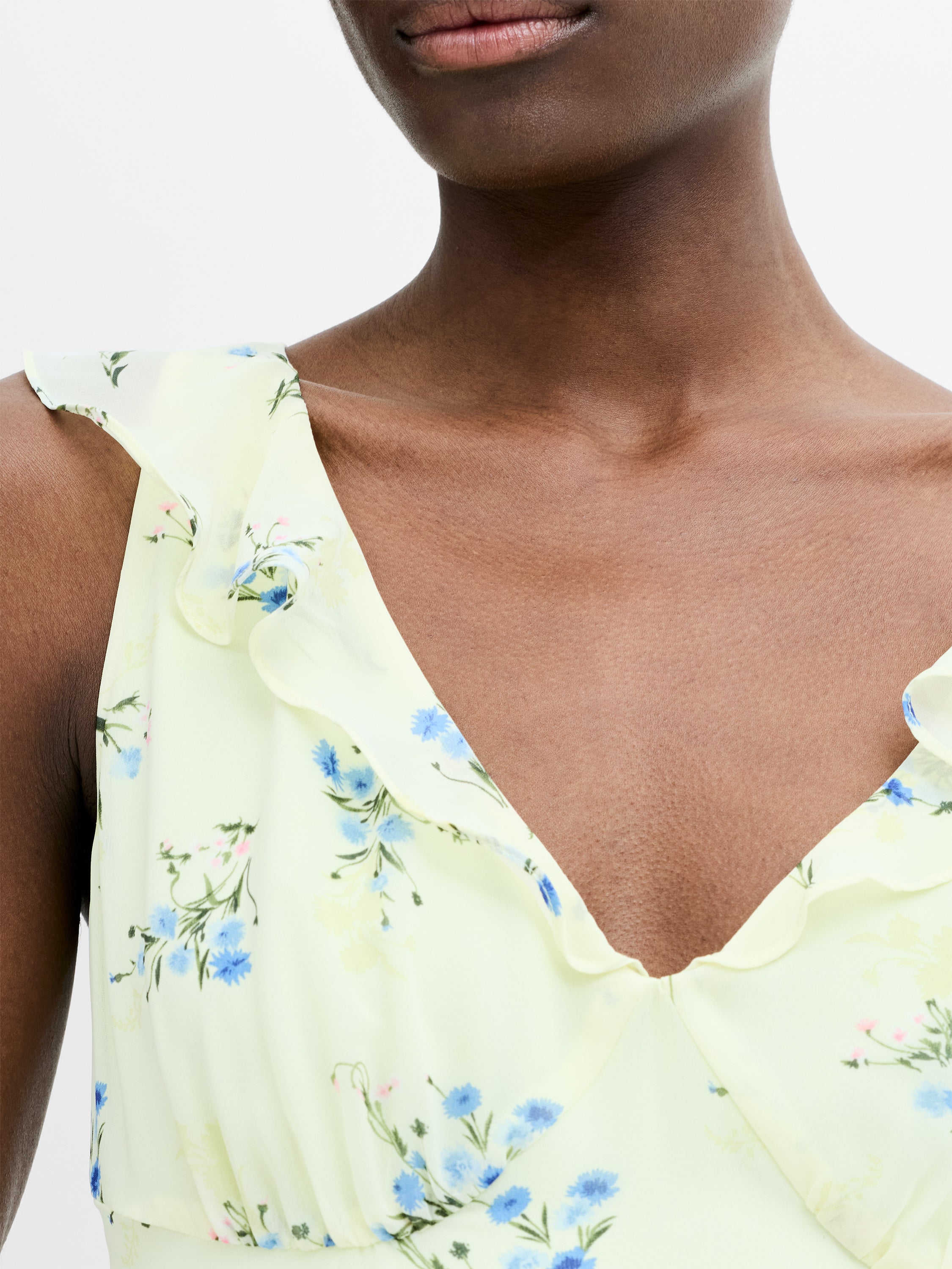 Marina Silky Floral Pastel Green Mini Dress