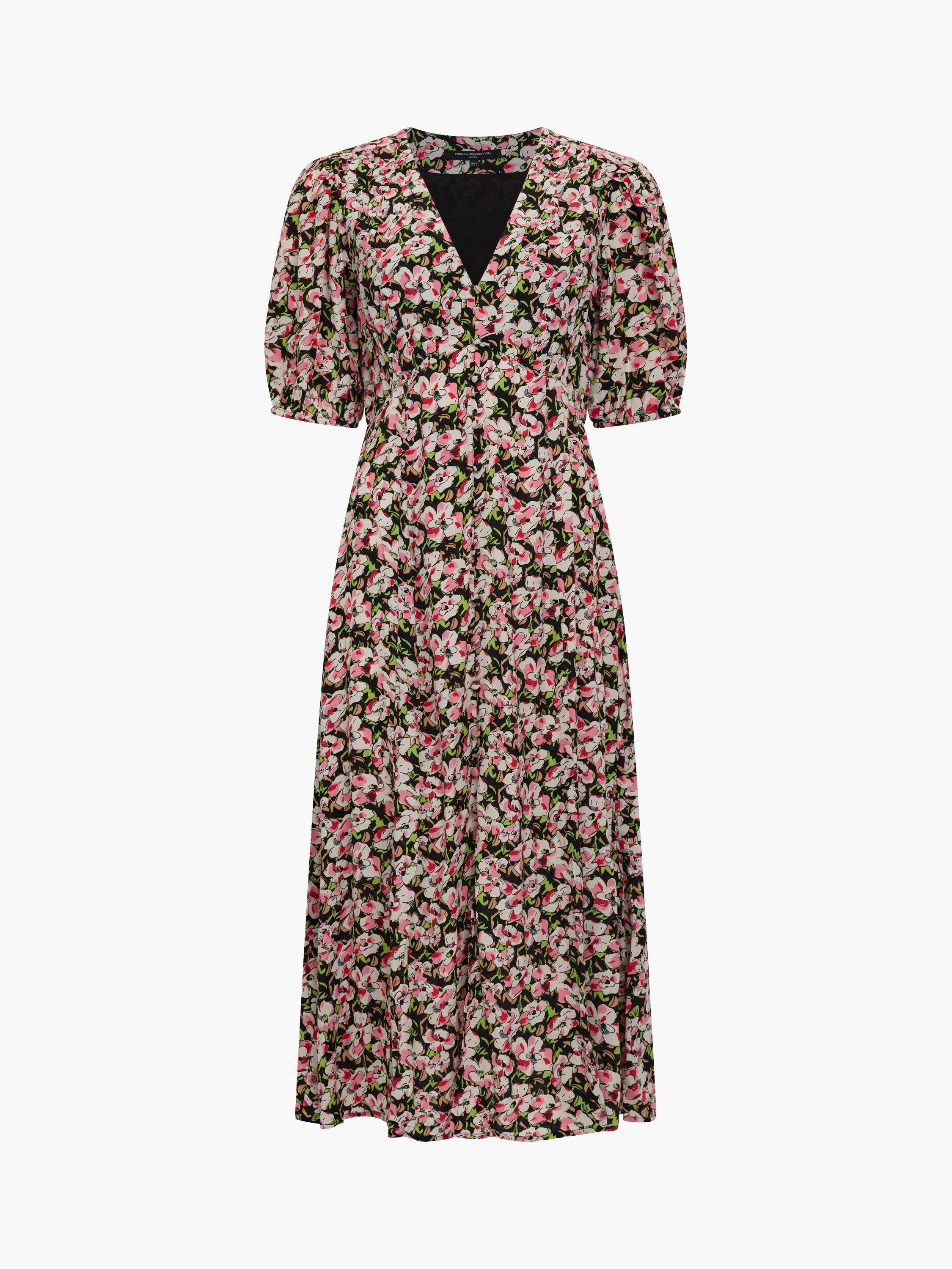 Molly Eco Puff Sleeve Floral Midi Tea Dress